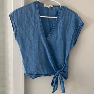 Madewell Denim Wrap Top